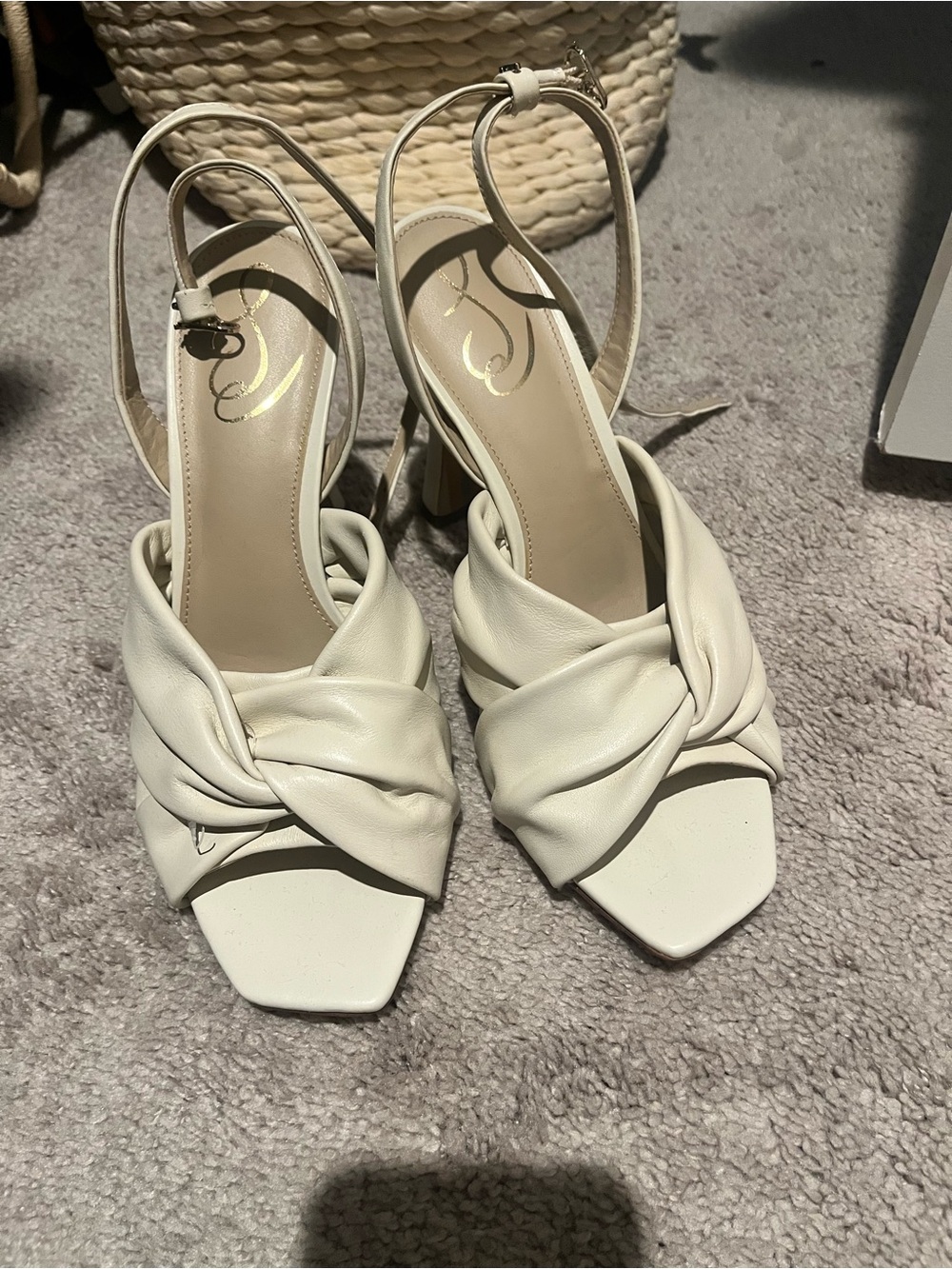 Sam Edelman Cream Knotted Slingback Heels